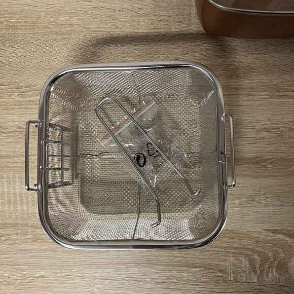 All in One Pan Copper Chef Pan 9.5-Inch Nonstick Deep Square Induction Frying - Picture 7 of 13